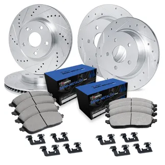 R1 Concepts WGYH2-74027 Drilled & Slotted Silver Rotor Set W/ Semi-Met Pads & Hdw